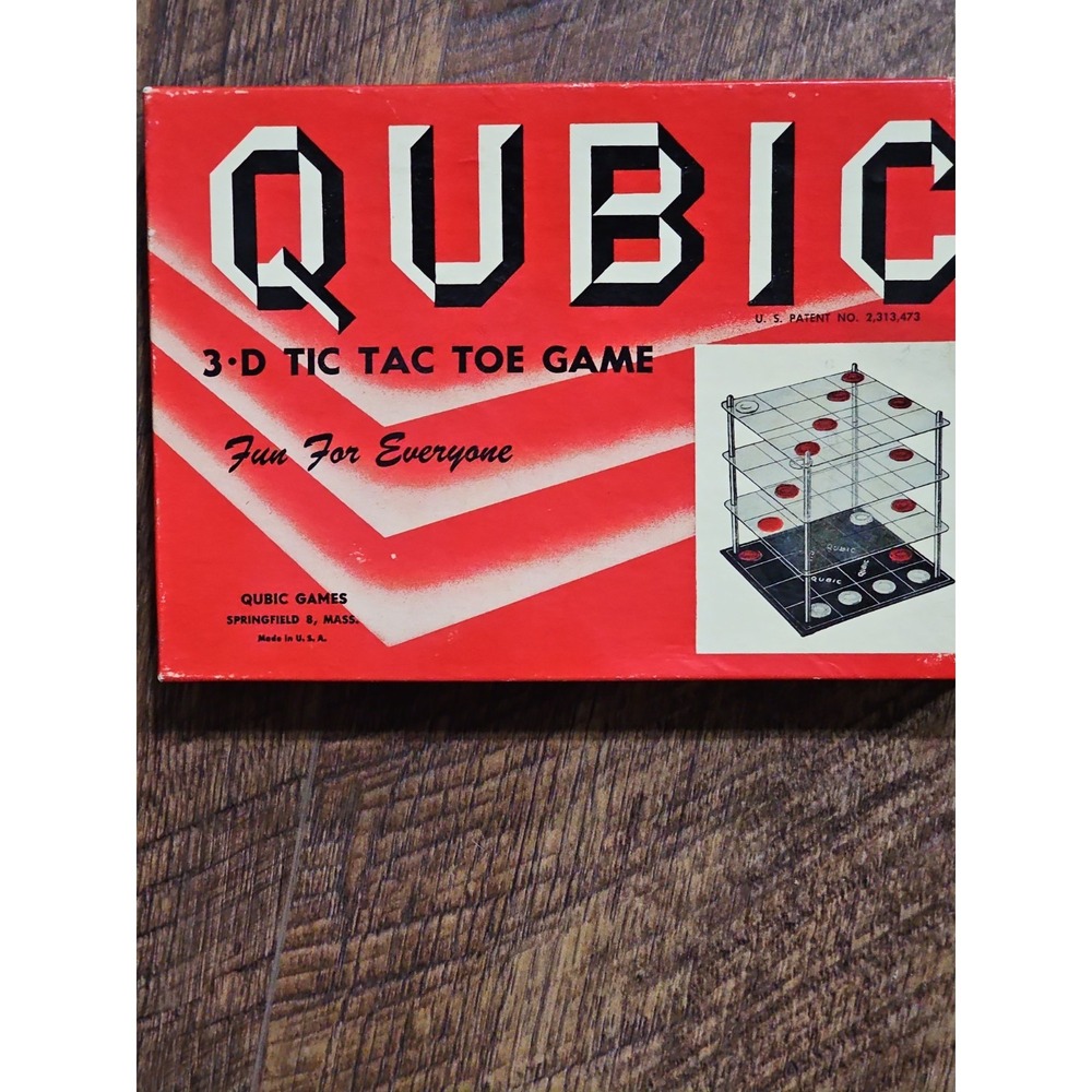 VTG 1953 Qubic 3-D Tic Tac Toe Game Incomplete Parts Repair Red Box